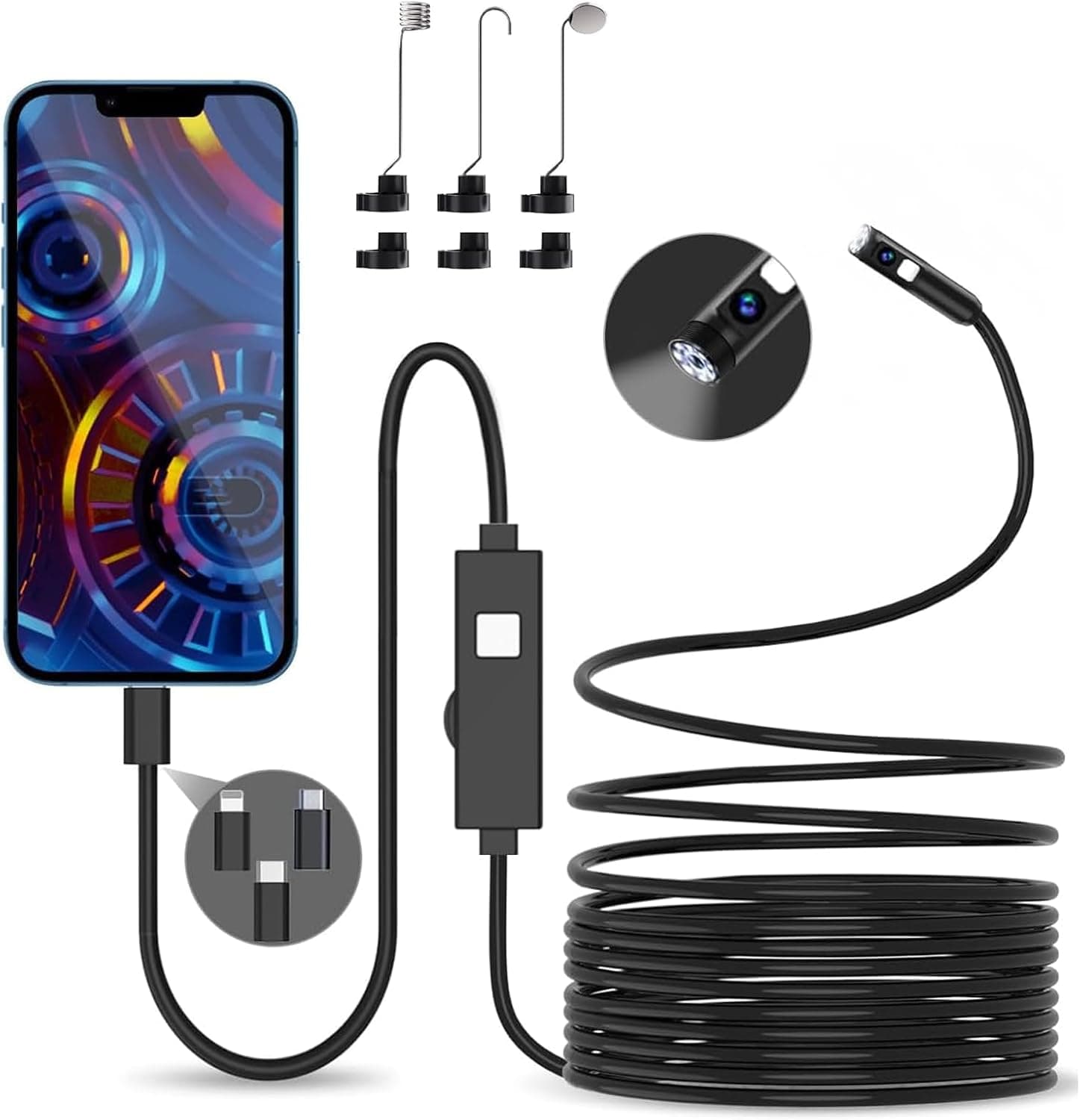 Endoscopio USB de lente dual 7,9 mm